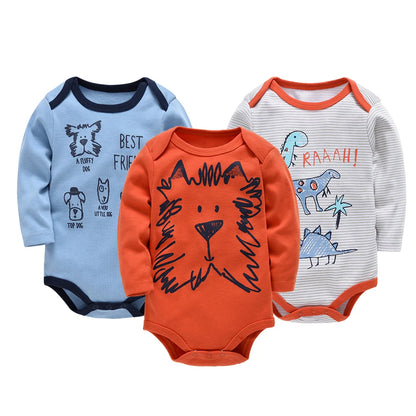 Newborn Baby Boys Long Sleeve Romper Set | 100% Cotton 0-24 Months