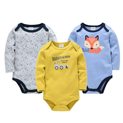 Newborn Baby Boys Long Sleeve Romper Set | 100% Cotton 0-24 Months
