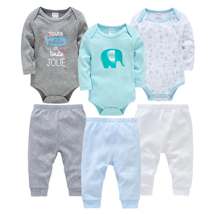 Newborn Baby Boys Long Sleeve Romper Set | 100% Cotton 0-24 Months