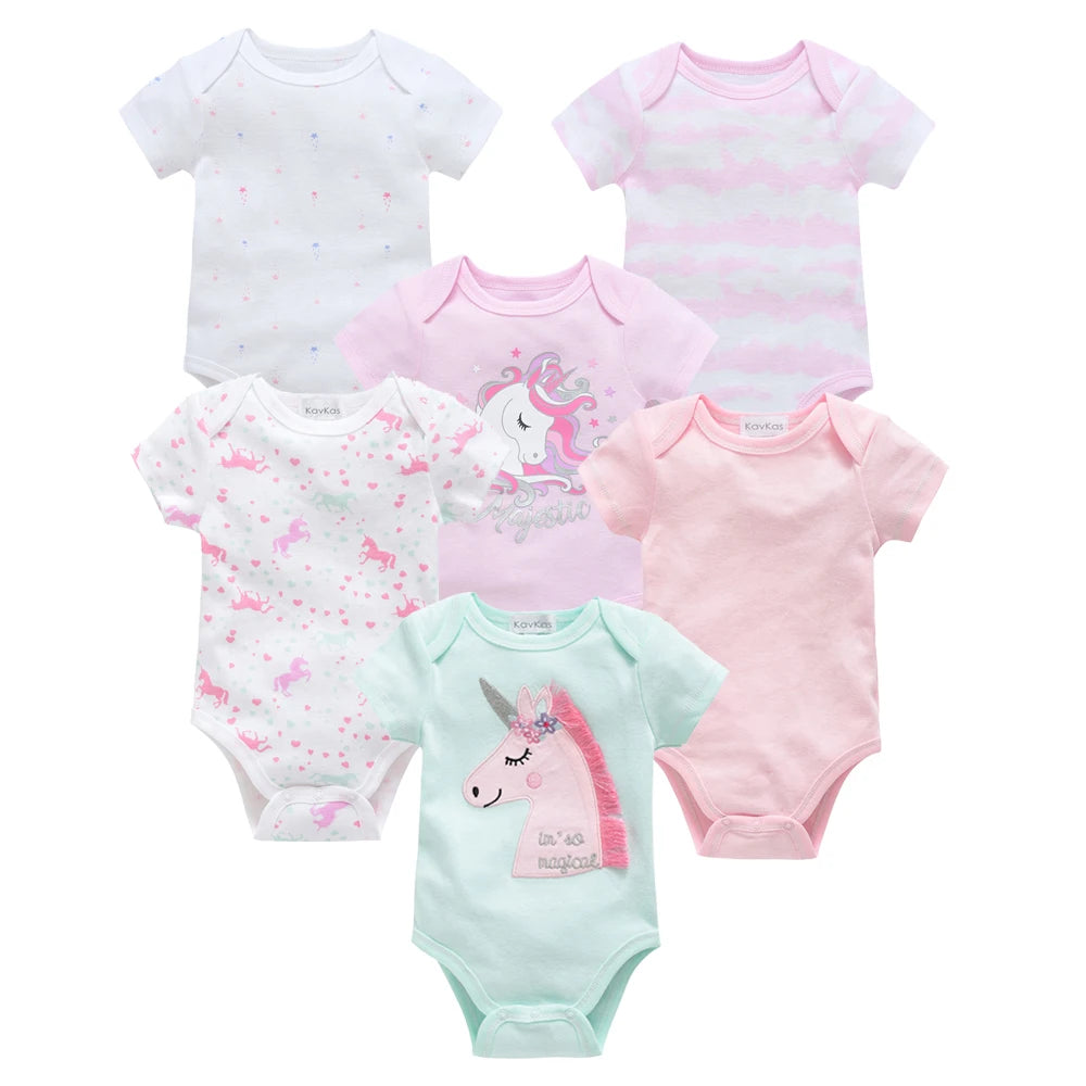 Baby Girls Short Sleeve Bodysuit Set | 100% Cotton 0-12 Months