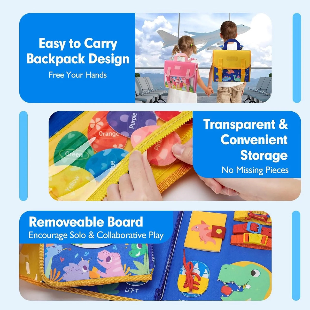 Montessori Busy Board Backpack for Toddlers