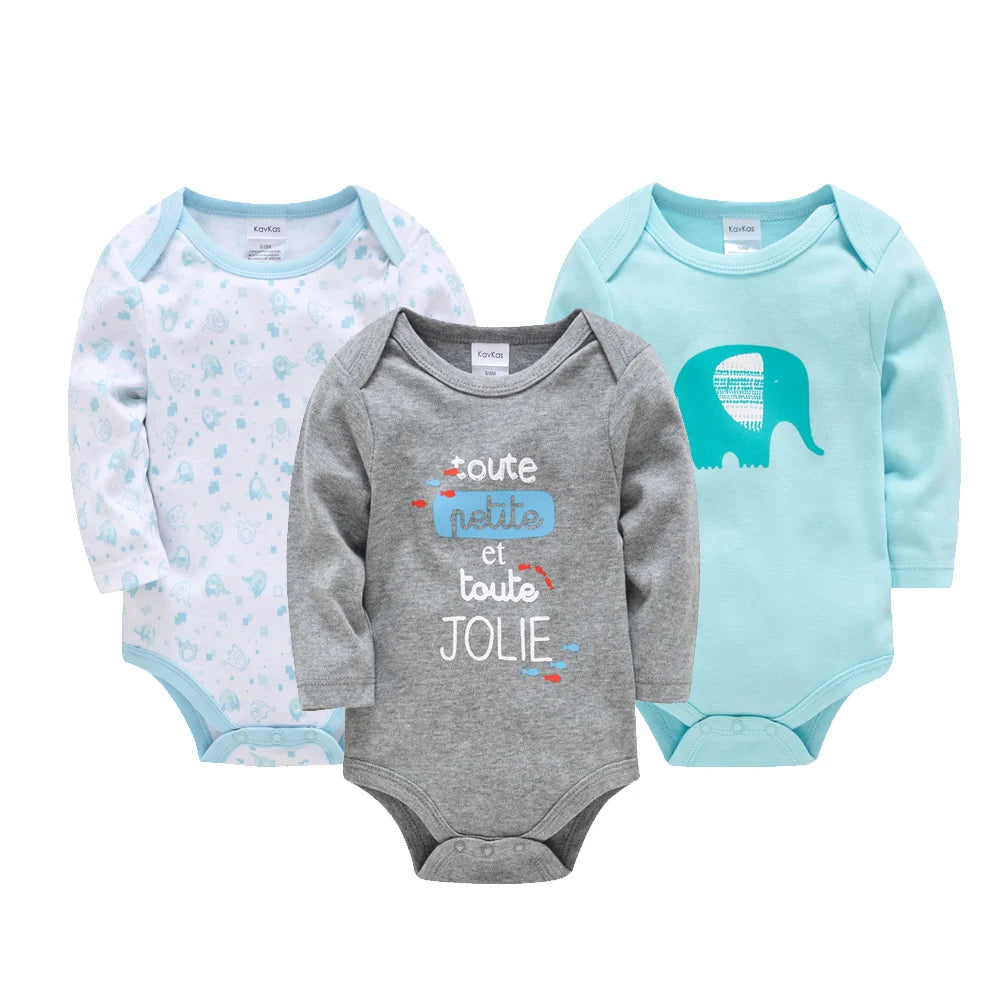 Newborn Baby Boys Long Sleeve Romper Set | 100% Cotton 0-24 Months