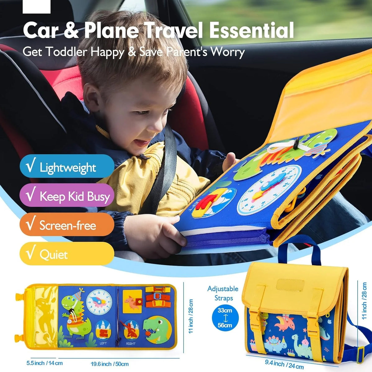 Montessori Busy Board Backpack for Toddlers
