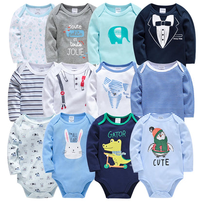 Newborn Baby Boys Long Sleeve Romper Set | 100% Cotton 0-24 Months