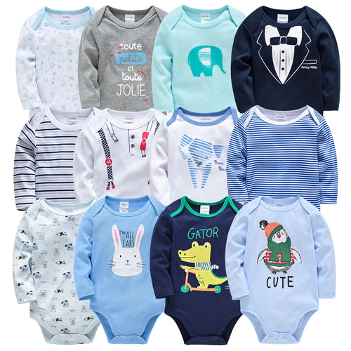 Newborn Baby Boys Long Sleeve Romper Set | 100% Cotton 0-24 Months