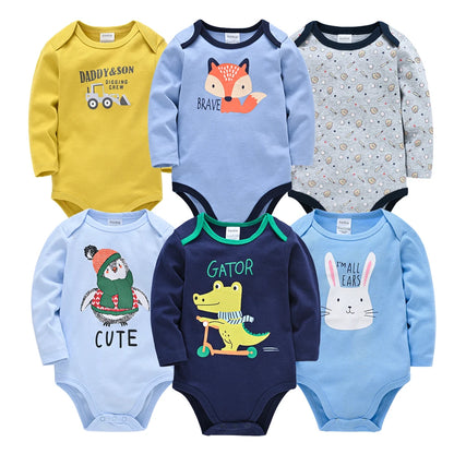 Newborn Baby Boys Long Sleeve Romper Set | 100% Cotton 0-24 Months