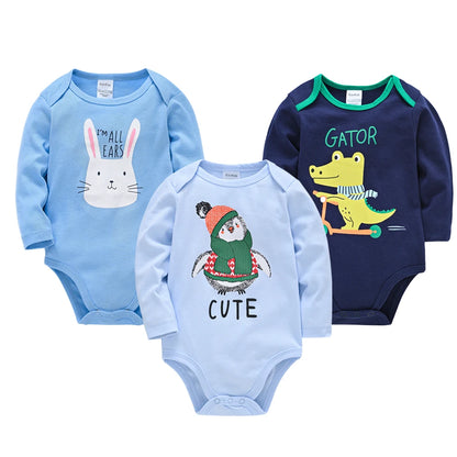 Newborn Baby Boys Long Sleeve Romper Set | 100% Cotton 0-24 Months