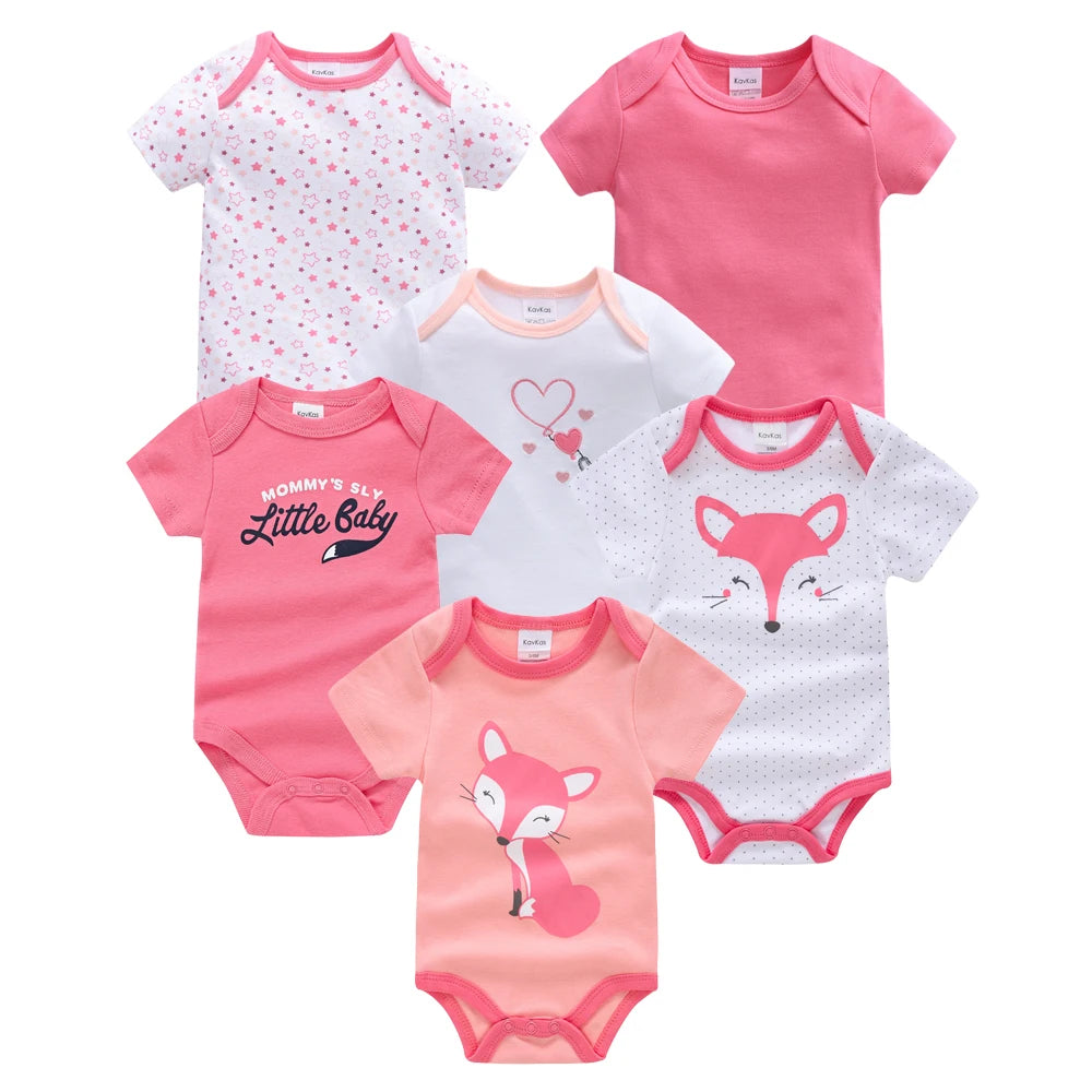 Baby Girls Short Sleeve Bodysuit Set | 100% Cotton 0-12 Months