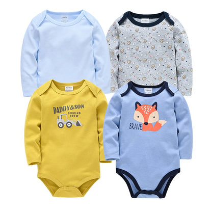 Newborn Baby Boys Long Sleeve Romper Set | 100% Cotton 0-24 Months