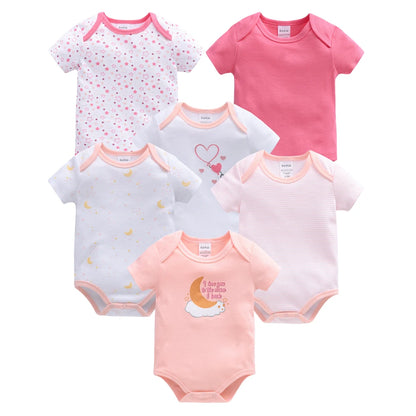 Baby Girls Short Sleeve Bodysuit Set | 100% Cotton 0-12 Months