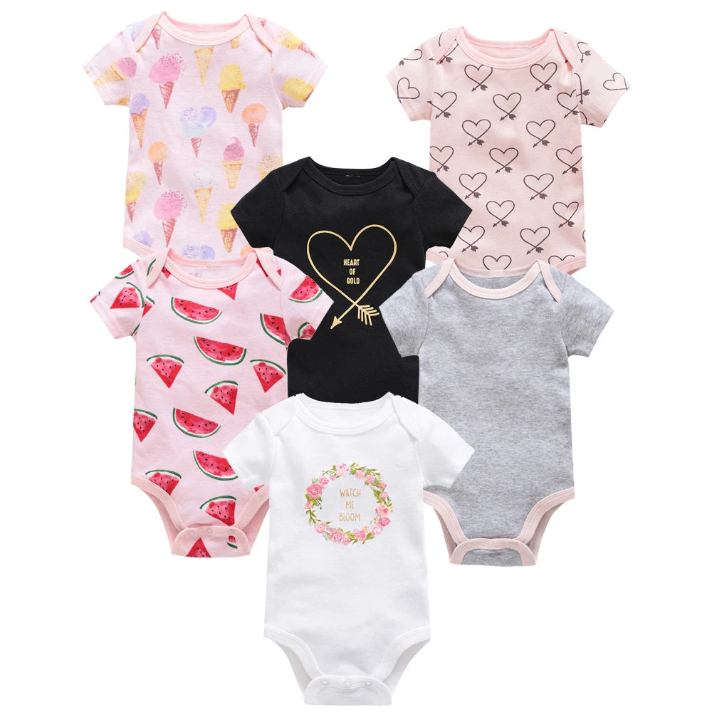Baby Girls Short Sleeve Bodysuit Set | 100% Cotton 0-12 Months
