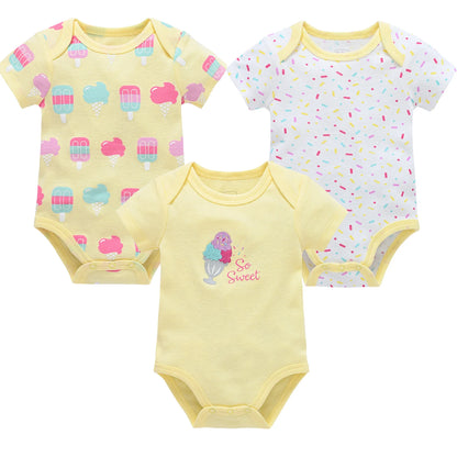 Baby Girls Short Sleeve Bodysuit Set | 100% Cotton 0-12 Months