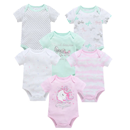Baby Girls Short Sleeve Bodysuit Set | 100% Cotton 0-12 Months